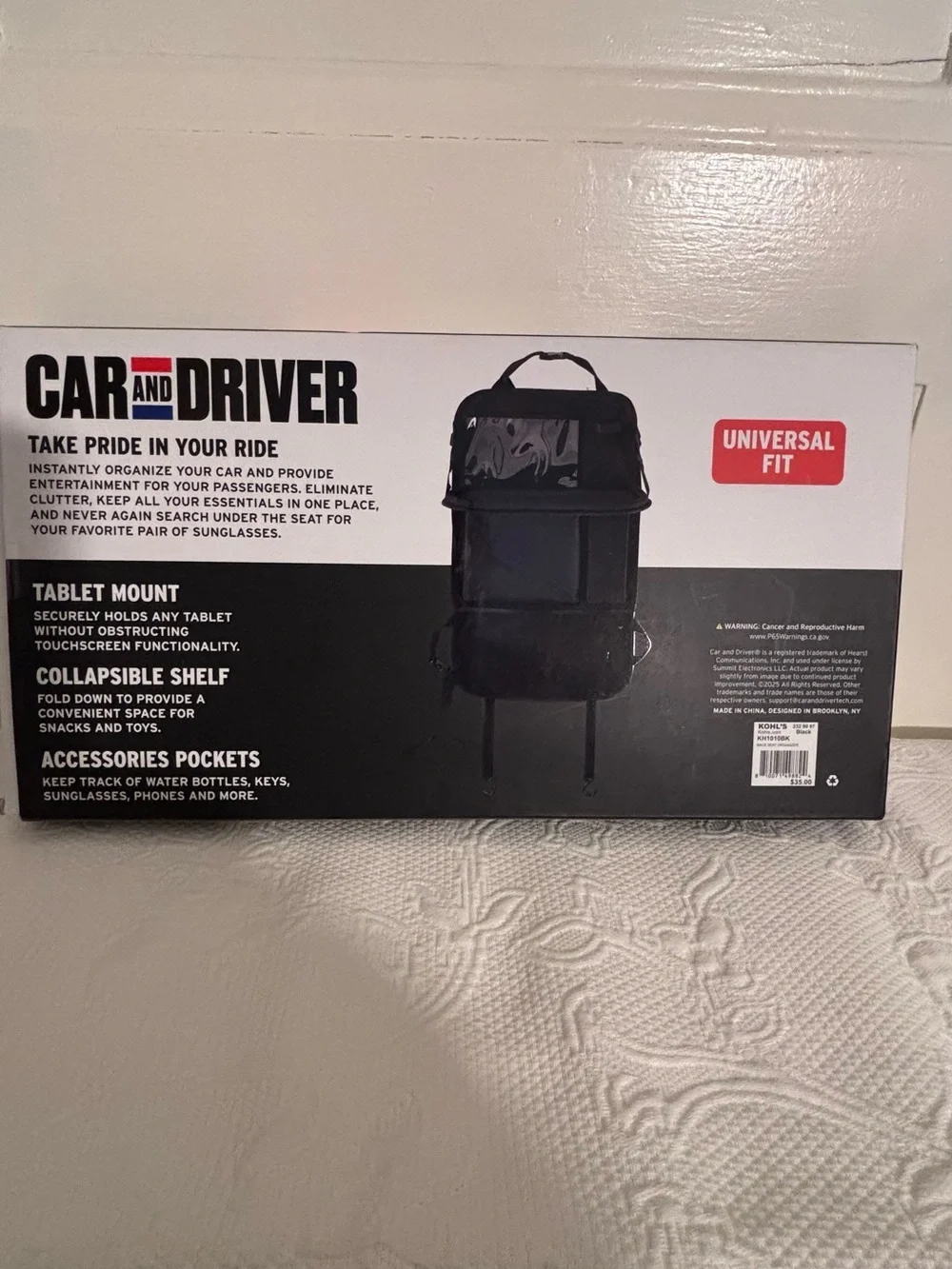 Car and Driver Black Back Seat Organizer with Tablet Mount